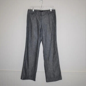 Boho Wide Leg Pants Sz 8 Denim Mid Rise Dark Wash 100% Cotton Y2K NY & Co